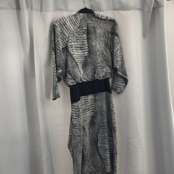 VINTAGE 80s black and white Print Dress - Picture 6 of 13